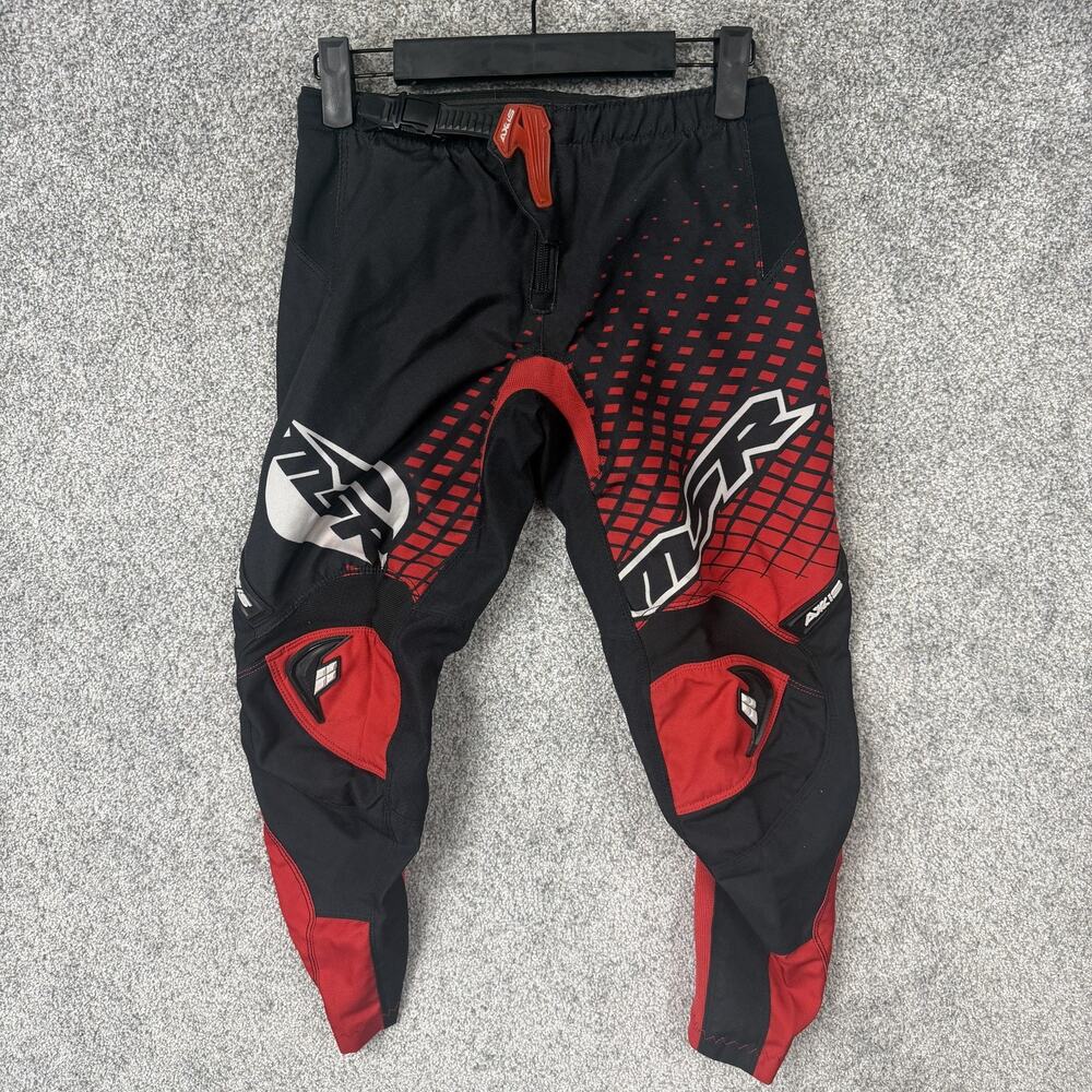 MSR Axxis Riding Pants Youth 26x21 Black Red Geometric Padded MX Motocross